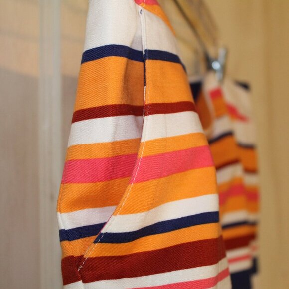 Merona multicolor horizontal striped skirt knee length zip closure w/ pockets 16 - Picture 6 of 7